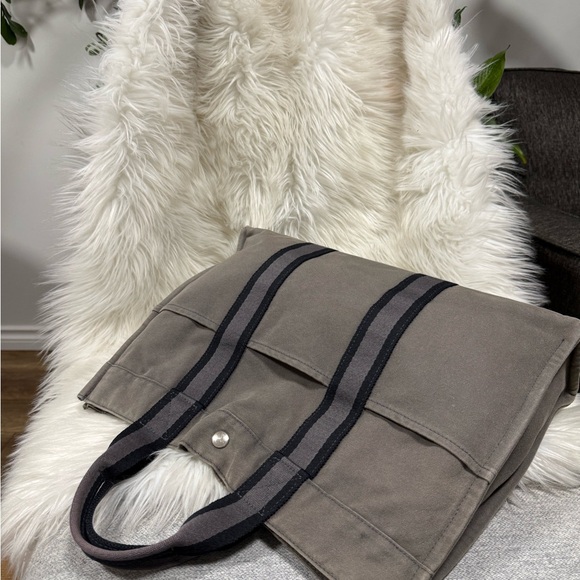 Authentic Hermes Toile Fourre-Tout Canvas Tote Gray - Picture 7 of 17